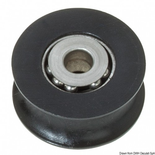 PULEGGIA IN DELRIN SU SFERE INOX MM 28 Ø 8