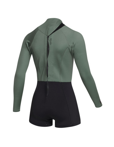 MYSTIC - MUTINO SHORTY DONNA 3/2 LUNAR MANICA LUNGA DARK OLIVE