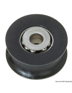 PULEGGIA IN DELRIN SU SFERE INOX MM 28 Ø 8