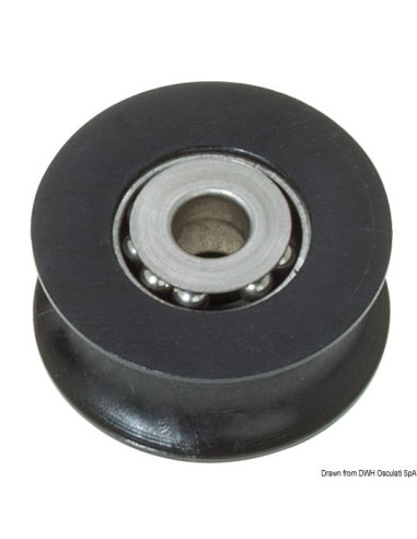 PULEGGIA IN DELRIN SU SFERE INOX MM 28 Ø 8
