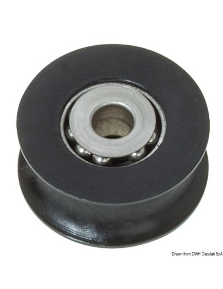 PULEGGIA IN DELRIN SU SFERE INOX MM 28 Ø 8